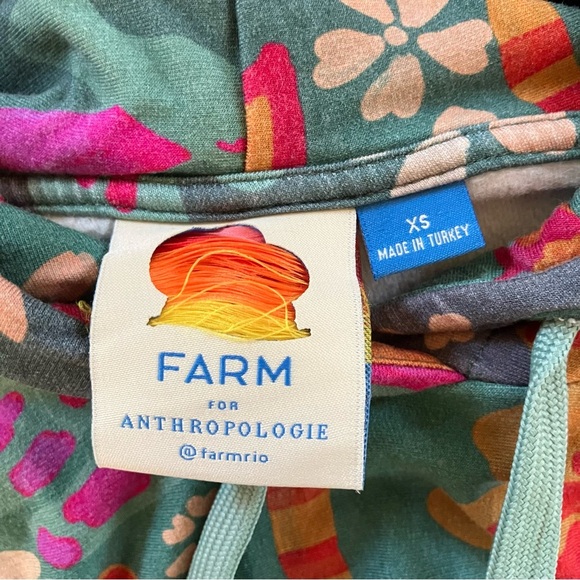 Anthropologie Farm Rio Magda Colorful Floral & Animal Hoodie Sweatshirt (XS) - Picture 7 of 13